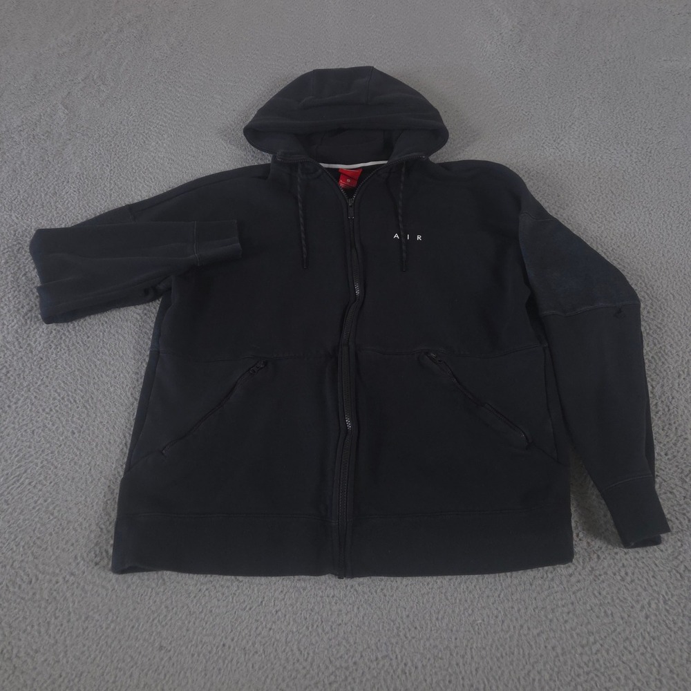 Nike Jacket Mens XL Black Sportswear Hoodie Full Zip Air‎ Cotton Blend Fleece